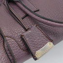 BURBERRY Hand Bag Leather Purple Silver Auth 184978-18