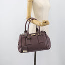 BURBERRY Hand Bag Leather Purple Silver Auth 184978-26