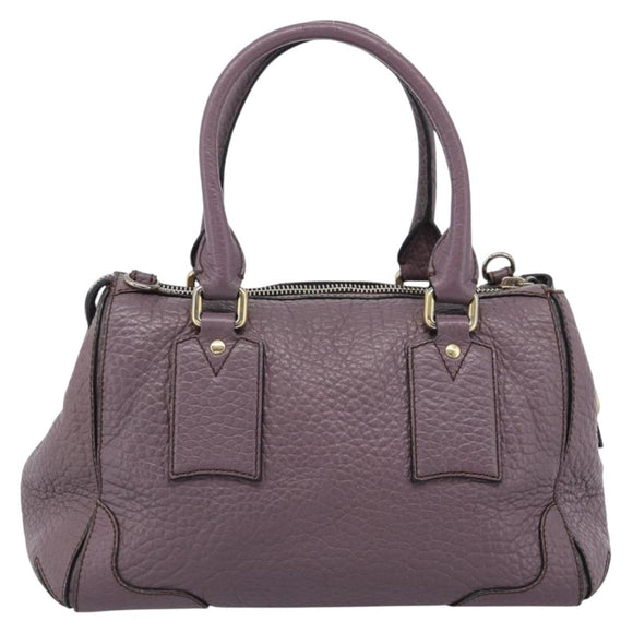 BURBERRY Hand Bag Leather Purple Silver Auth 184978