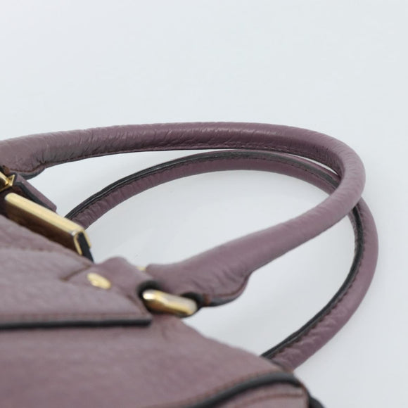 BURBERRY Hand Bag Leather Purple Silver Auth 184978