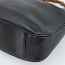 GUCCI Bamboe Schoudertas Leer 2-weg Zwart Goud 001 1998 1638 Auth 184979-10
