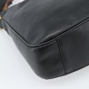 GUCCI Bamboe Schoudertas Leer 2-weg Zwart Goud 001 1998 1638 Auth 184979-15