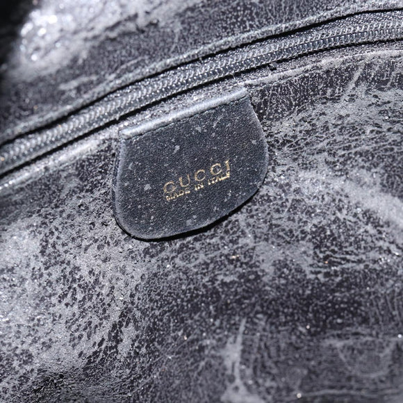 GUCCI Bamboe Schoudertas Leer 2-weg Zwart Goud 001 1998 1638 Auth 184979
