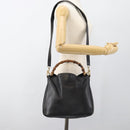 GUCCI Bamboe Schoudertas Leer 2-weg Zwart Goud 001 1998 1638 Auth 184979-23