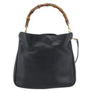 GUCCI Bamboe Schoudertas Leer 2-weg Zwart Goud 001 1998 1638 Auth 184979-13