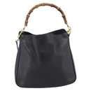GUCCI Bamboe Schoudertas Leer 2-weg Zwart Goud 001 1998 1638 Auth 184979-2