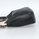 GUCCI Bamboe Schoudertas Leer 2-weg Zwart Goud 001 1998 1638 Auth 184979-3