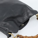 GUCCI Bamboe Schoudertas Leer 2-weg Zwart Goud 001 1998 1638 Auth 184979-6