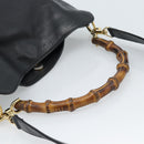 GUCCI Bamboe Schoudertas Leer 2-weg Zwart Goud 001 1998 1638 Auth 184979-7