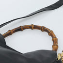 GUCCI Bamboe Schoudertas Leer 2-weg Zwart Goud 001 1998 1638 Auth 184979-8