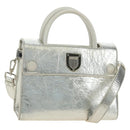 Christian Dior Hand Bag Leather 2way Silver Auth 184980V-1