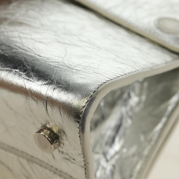 Christian Dior Hand Bag Leather 2way Silver Auth 184980V
