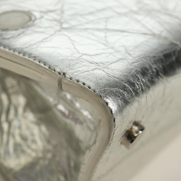 Christian Dior Hand Bag Leather 2way Silver Auth 184980V