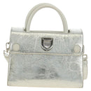 Christian Dior Hand Bag Leather 2way Silver Auth 184980V-2