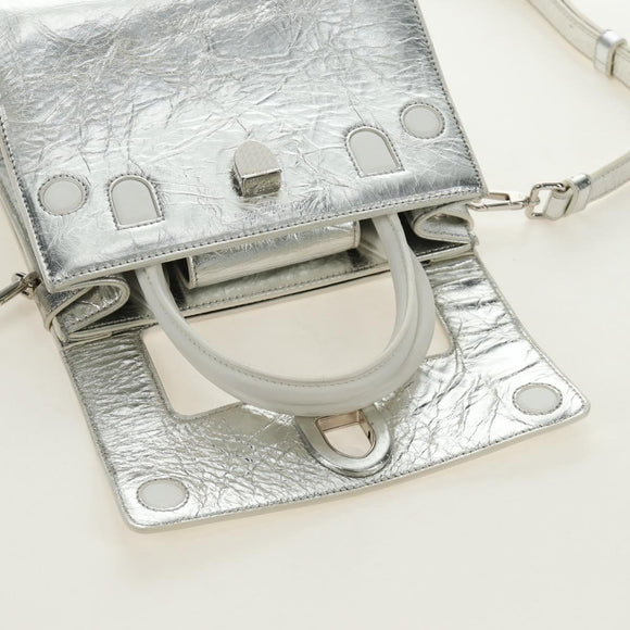 Christian Dior Hand Bag Leather 2way Silver Auth 184980V