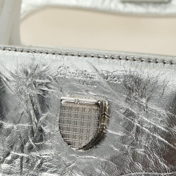 Christian Dior Hand Bag Leather 2way Silver Auth 184980V