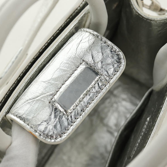 Christian Dior Hand Bag Leather 2way Silver Auth 184980V