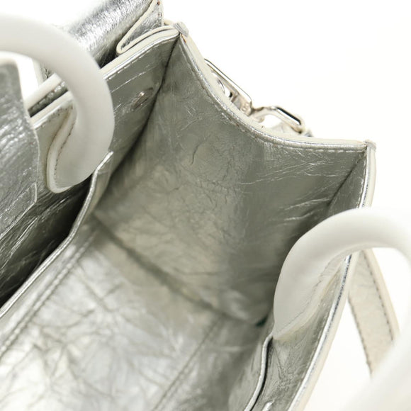 Christian Dior Hand Bag Leather 2way Silver Auth 184980V