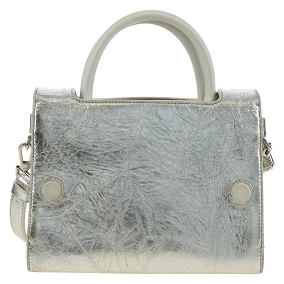 Christian Dior Hand Bag Leather 2way Silver Auth 184980V