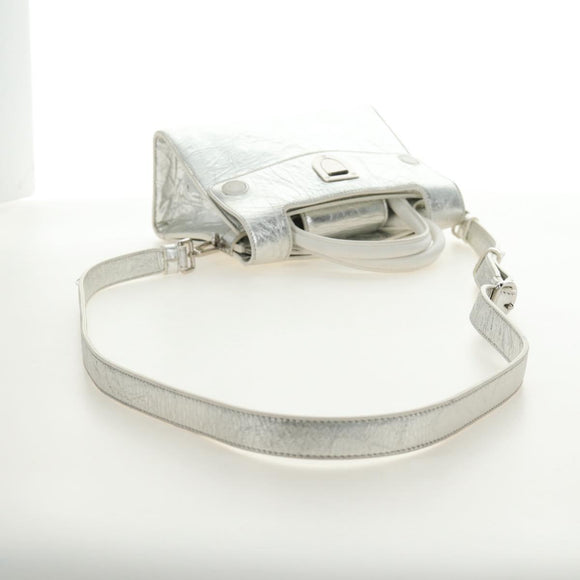 Christian Dior Hand Bag Leather 2way Silver Auth 184980V