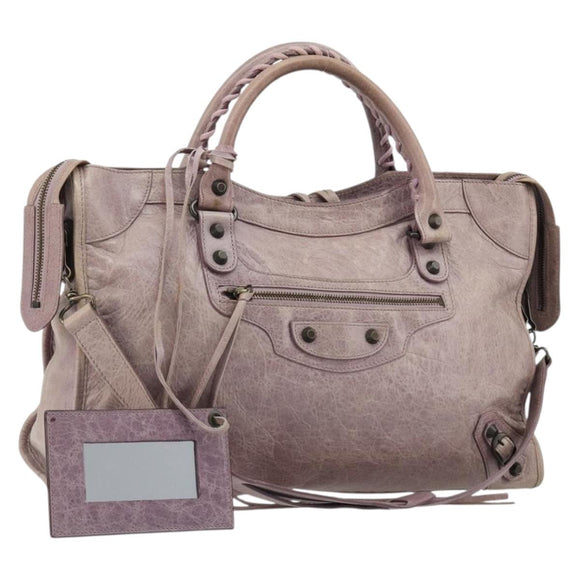 BALENCIAGA The City Hand Bag Leather 2way Purple 115748 Auth 184981SM