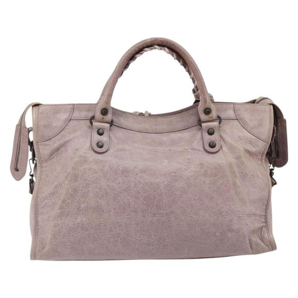 BALENCIAGA The City Hand Bag Leather 2way Purple 115748 Auth 184981SM