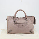 BALENCIAGA The City Hand Bag Leather 2way Purple 115748 Auth 184981SM-32