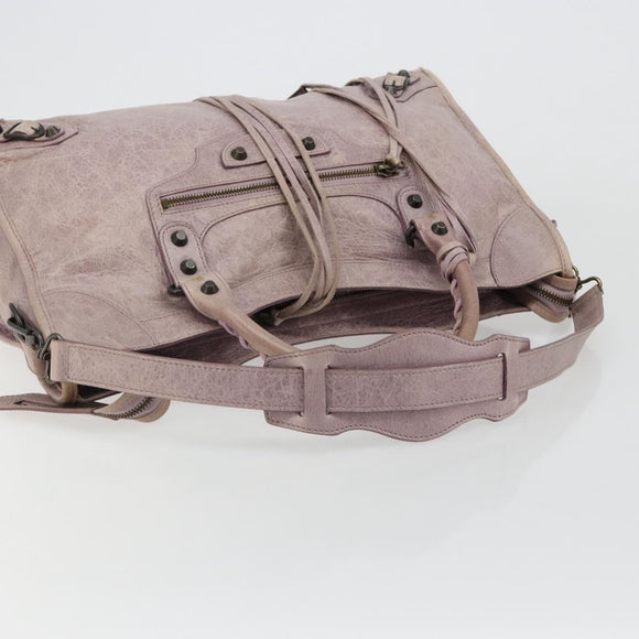BALENCIAGA The City Hand Bag Leather 2way Purple 115748 Auth 184981SM
