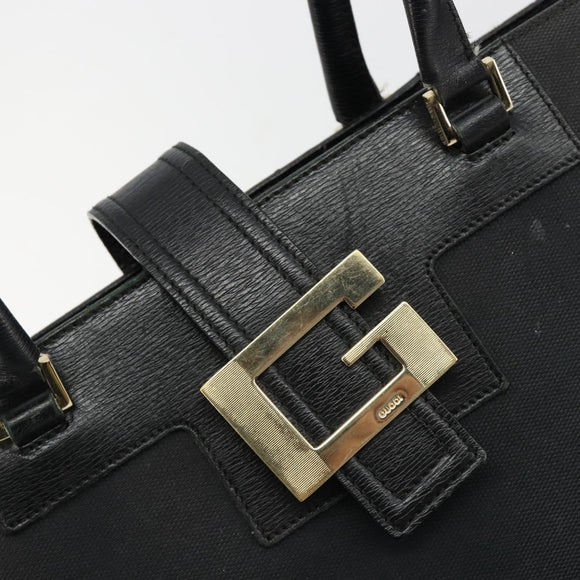GUCCI Tote Bag Canvas Black Gold 002 1109 Auth 184982