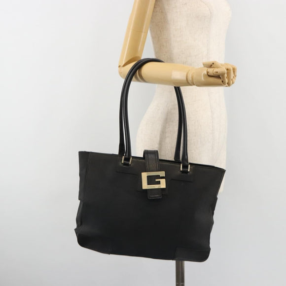 GUCCI Tote Bag Canvas Black Gold 002 1109 Auth 184982