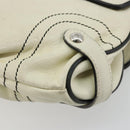 Salvatore Ferragamo Gancini Shoulder Bag Leather Ivory Silver Auth 184983-17