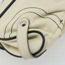 Salvatore Ferragamo Gancini Shoulder Bag Leather Ivory Silver Auth 184983-18