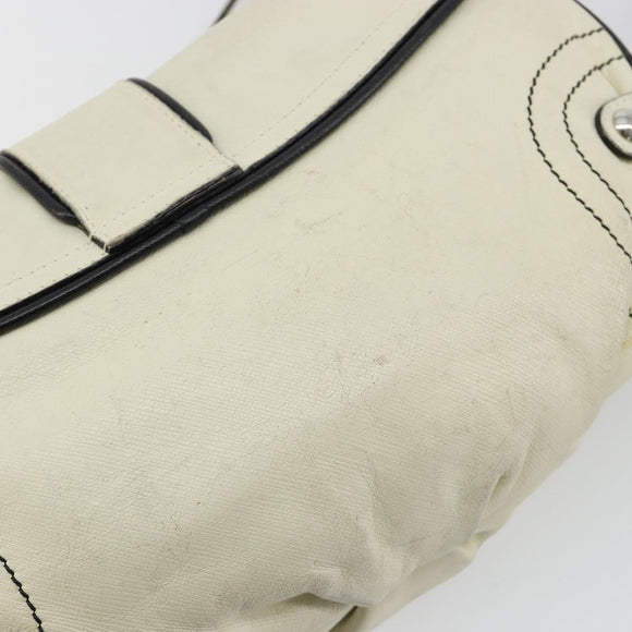 Salvatore Ferragamo Gancini Shoulder Bag Leather Ivory Silver Auth 184983