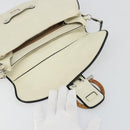 Salvatore Ferragamo Gancini Shoulder Bag Leather Ivory Silver Auth 184983-9