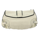 Salvatore Ferragamo Gancini Shoulder Bag Leather Ivory Silver Auth 184983-2