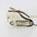 Salvatore Ferragamo Gancini Shoulder Bag Leather Ivory Silver Auth 184983-3