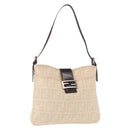 FENDI Zucca Canvas Mamma Baguette Shoulder Bag Beige Silver Auth 184984SAV-1