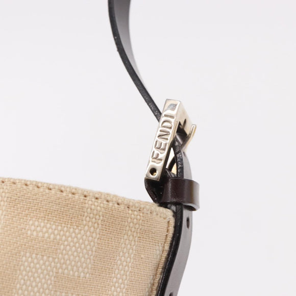 FENDI Zucca Canvas Mamma Baguette Shoulder Bag Beige Silver Auth 184984SAV