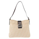 FENDI Zucca Canvas Mamma Baguette Shoulder Bag Beige Silver Auth 184984SAV-13