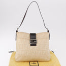 FENDI Zucca Canvas Mamma Baguette Shoulder Bag Beige Silver Auth 184984SAV-12