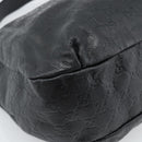 GUCCI GG Canvas Guccissima Shoulder Bag Leather Black Gold 211933 Auth 184986V-11
