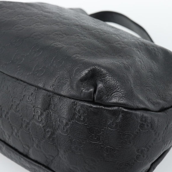 GUCCI GG Canvas Guccissima Shoulder Bag Leather Black Gold 211933 Auth 184986V