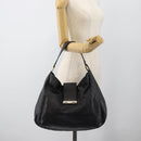 GUCCI GG Canvas Guccissima Shoulder Bag Leather Black Gold 211933 Auth 184986V-21