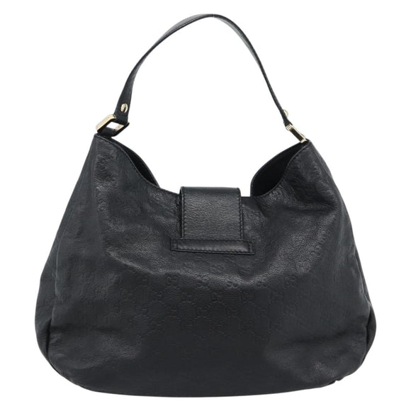 GUCCI GG Canvas Guccissima Shoulder Bag Leather Black Gold 211933 Auth 184986V