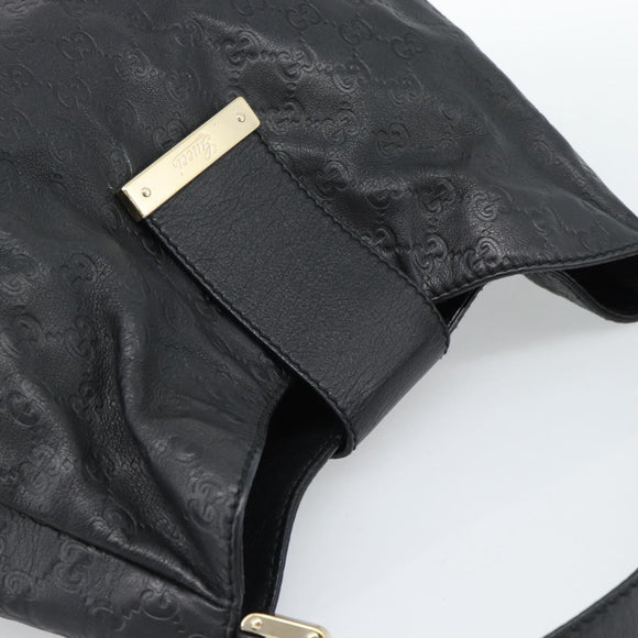 GUCCI GG Canvas Guccissima Shoulder Bag Leather Black Gold 211933 Auth 184986V