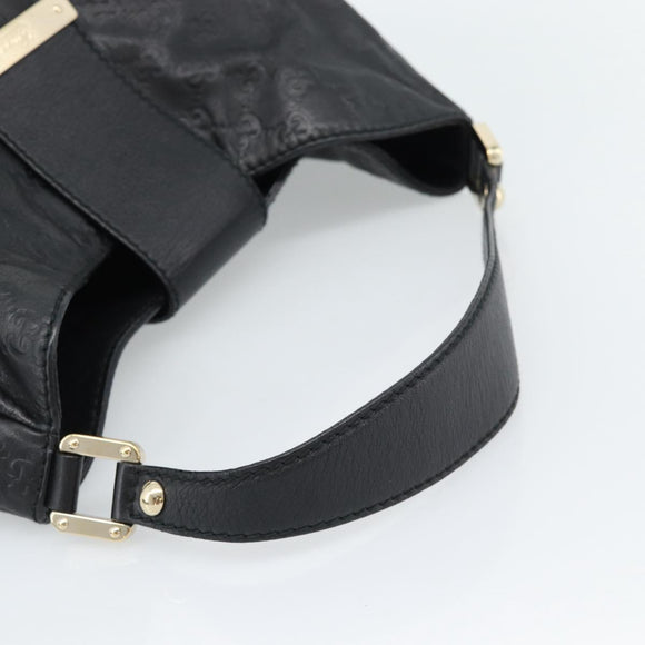GUCCI GG Canvas Guccissima Shoulder Bag Leather Black Gold 211933 Auth 184986V