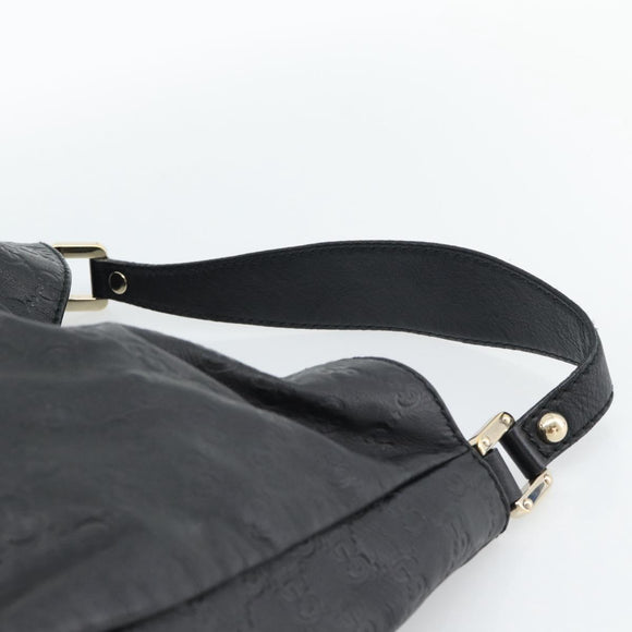 GUCCI GG Canvas Guccissima Shoulder Bag Leather Black Gold 211933 Auth 184986V