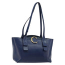 Chloe Tote Bag Leather Blue Gold Auth 184989A-1