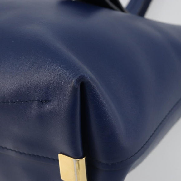 Chloe Tote Bag Leather Blue Gold Auth 184989A