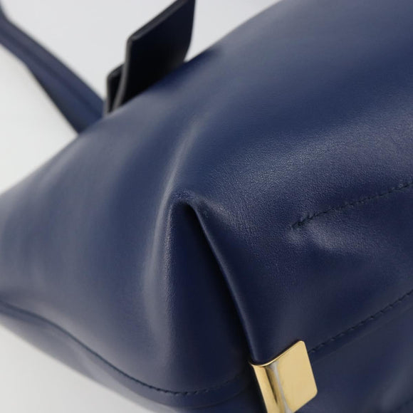 Chloe Tote Bag Leather Blue Gold Auth 184989A